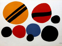 ALEXANDER CALDER - USA - CHEVRONS NOIR SUR ROUGE ET JAUNE -LITOGRAFIA - 62 x 92 cms - 1960